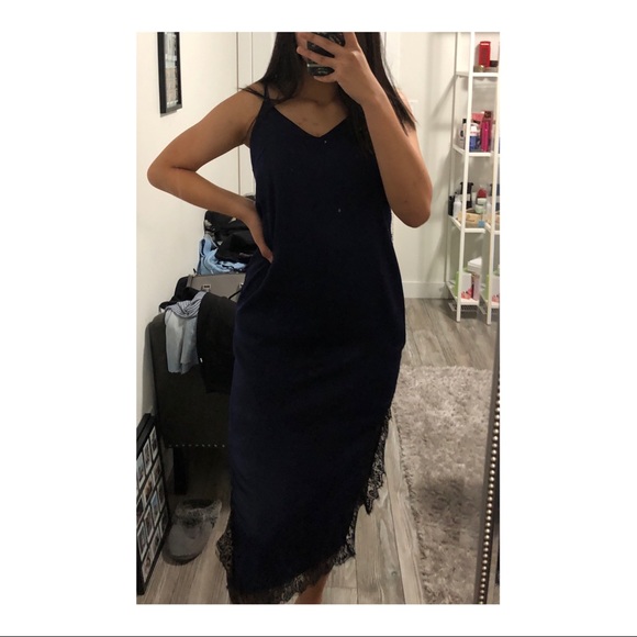 Navy Blue Slip Dress - Picture 3 of 4